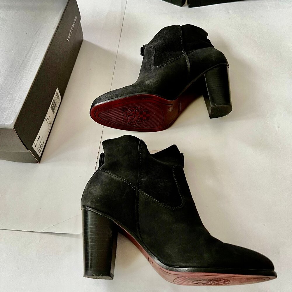 Vince Camuto Feina ankle bootie black silk goat size 8